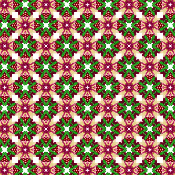 Padrão abstrato têxtil vetorial em tons de vermelho e verde — Vetor de Stock