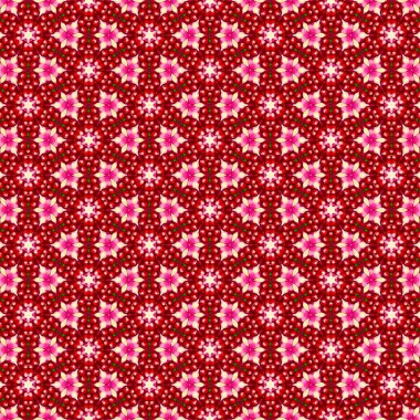 Kırmızı, basit grafik tasarımlı geometrik elementlerle vektör tekstil deseni