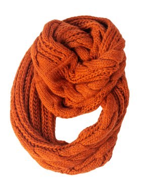 Beyaz arka planda izole edilmiş dişi kırmızı eşarp. moda kadın aksesuarları