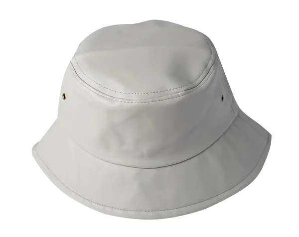 Cappello Secchio Grigio Chiaro Pelle Artificiale Isolato Sfondo Bianco Cappello — Foto Stock