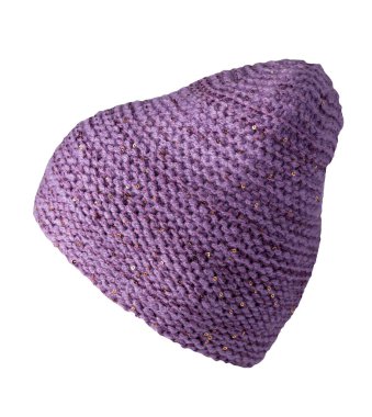 Beyaz arka planda izole edilmiş altın kaplamalı öğrenci şapkası. Sıcak kış aksesuarı