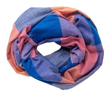 Dişi mavi pembe atkı beyaz arka planda izole edilmiş. moda kadın aksesuarları