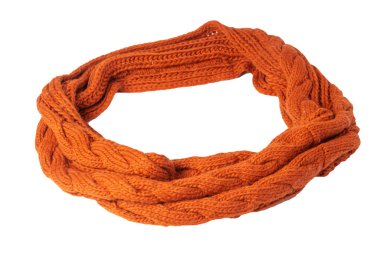 Beyaz arka planda izole edilmiş dişi kırmızı eşarp. moda kadın aksesuarları