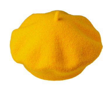 Dişi sarı bere beyaz arka planda izole edilmiş. sonbahar aksesuarı