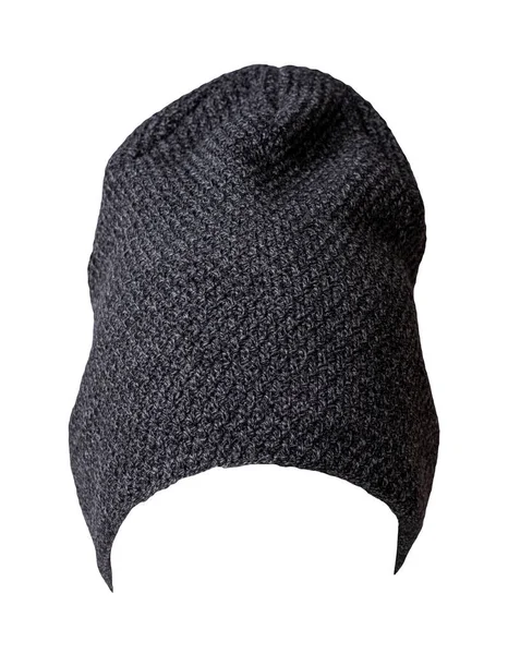 Knitted Graphite Hat Isolated White Background Fashion Hat Accessory Casual — Stock Photo, Image