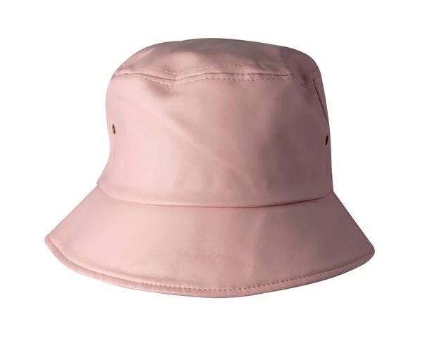 Sombrero Rosa Cuero Artificial Aislado Sobre Fondo Blanco Fisherman Hat — Foto de Stock