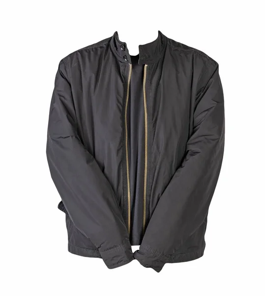 men's black jacket and black tshirt isolated on a white background