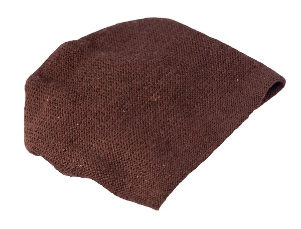 ニットブラウンの帽子トップビューは白い背景に隔離されています 暖かい冬のアクセサリー — ストック写真