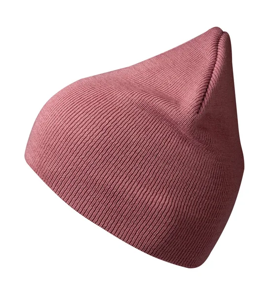 Cappello Rosa Donna Cappello Lavorato Maglia Isolato Sfondo Bianco — Foto Stock