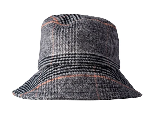 Beyaz Arkaplanda Izole Edilmiş Gri Pembe Yün Şapka Balıkçı Şapkası — Stok fotoğraf