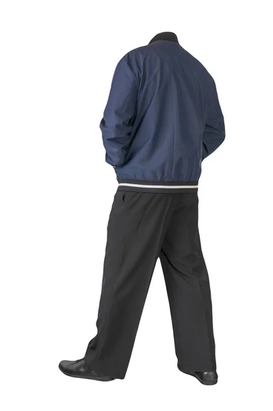 Jaqueta Bombardeiro Azul Escuro Dos Homens Calças Pretas Sapatos Couro — Fotografia de Stock