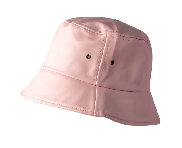 Cappello Rosa Pelle Artificiale Isolato Sfondo Bianco Cappello Pescatore Cappello — Foto Stock