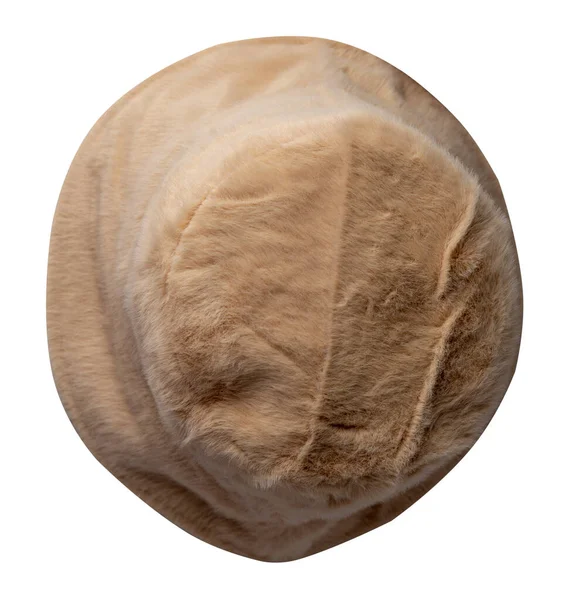 Cappello Secchio Autunno Beige Pelliccia Artificiale Isolato Sfondo Bianco Cappello — Foto Stock
