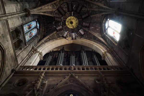 法国波尔多圣路易斯宪章天主教堂的天花板和内部器官 — 图库照片