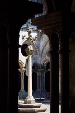 Central column in the inner courtyard of the Se Cathedral in Porto, Portugal