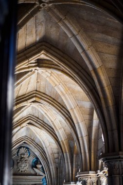 Vaulted arches of the passageways of the Se Cathedral in Porto, Portugal