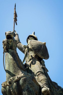 Vimara Peres statue in front of the Se Cathedral in Porto, Portugal
