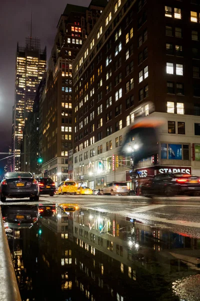 Nyc New York February 2018 Nighttime Activity Streets Manhattan Never — 스톡 사진