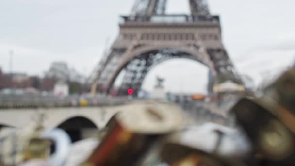Torre Eiffel Candado París Francia — Vídeos de Stock