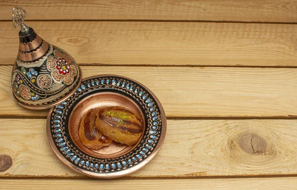 伝統的なトルコのデザートの閉鎖 Sekerpare ラマダーン月 トルコ語 Ramazan Bayrami で最も人気がある トップ表示 — ストック写真