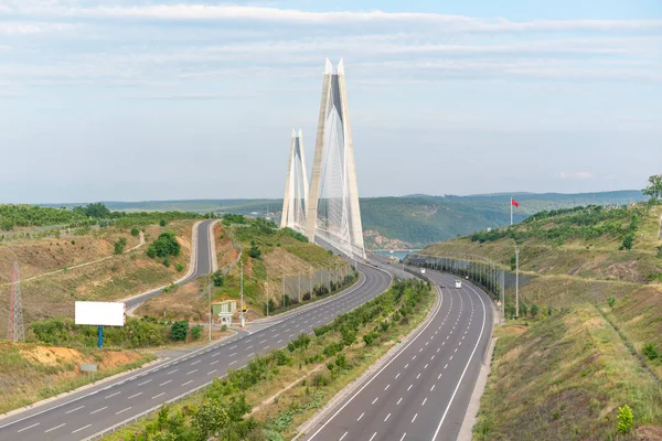 Vista Panorámica Aérea Del Puente Del Sultán Yavuz Selim Tercer —  Fotos de Stock