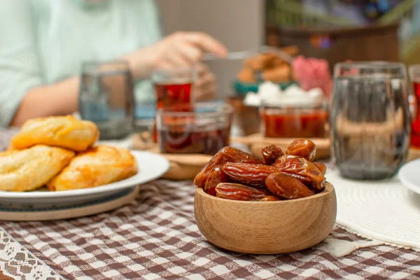 Midden Oosters Traditioneel Ontbijt Tijdens Ramadan Vasten Ook Bekend Als — Stockfoto