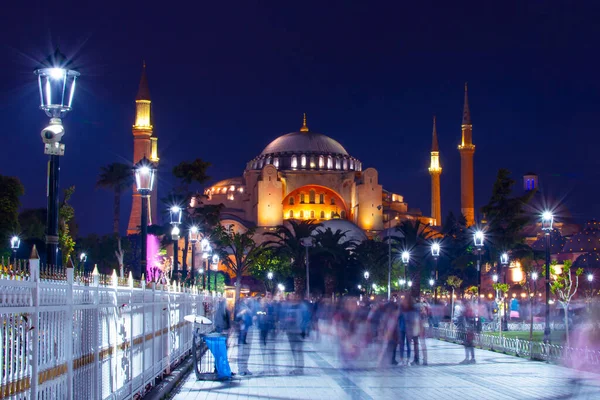 Magnifik Utsikt Över Hagia Sophia Museum Istanbul Turkiet Natten Från — Stockfoto