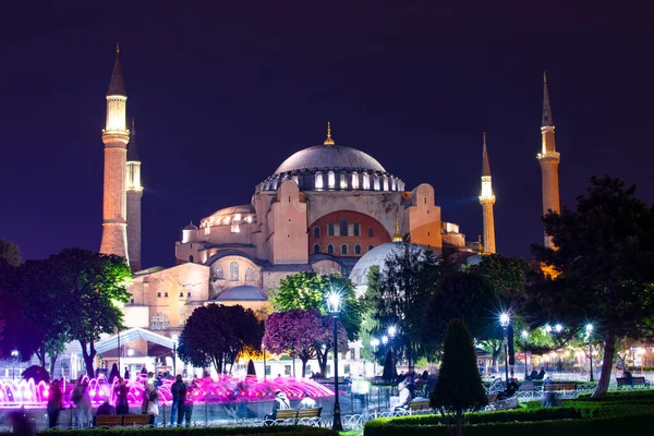 Magnifik Utsikt Över Hagia Sophia Museum Istanbul Turkiet Natten Från — Stockfoto