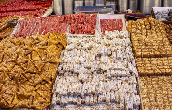 Traditionat Turkish Delight Market Middle Eastern Desserts Iftar — Stock Photo, Image
