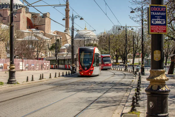 Istanbul Turkey Aprl 2020 Istanbul Public Transport Tram Metro System 스톡 이미지