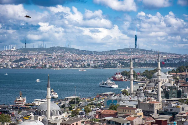 Istanbul Turkey September 2019 Panoramic View Istanbul City Bosphorus Suleymaniye 로열티 프리 스톡 사진