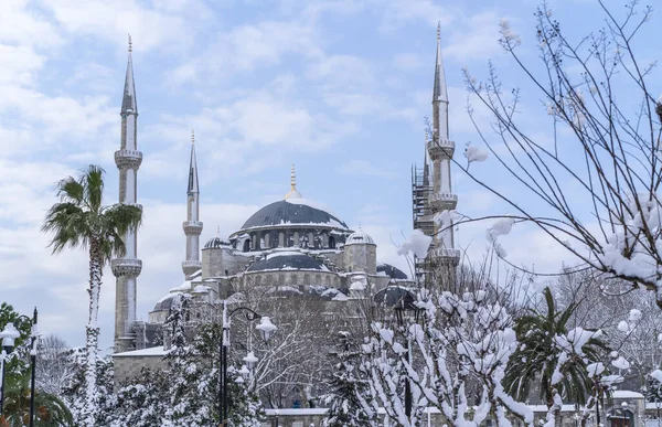 Istanbul Turkey Januari 2022 Den Blå Moskén Sultanahmet Moskén Vinterdagen — Stockfoto