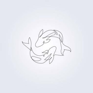 doğrusal balık bir satır logo vektör illüstrasyon tasarımı