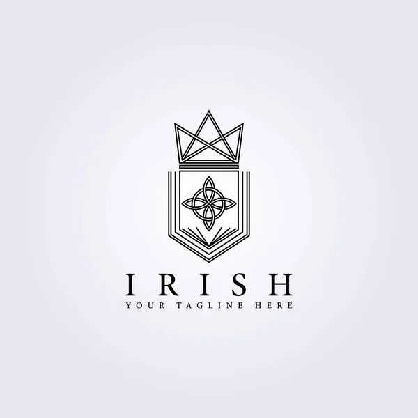 Traditional Irish Kingdom Symbol Celtic Logo Vector Line Art Illustration — Stock Vector