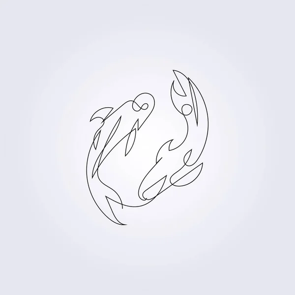 One Line Continuous Salmon Fish Logo Vector Illustration Design Sketch — Stock Vector