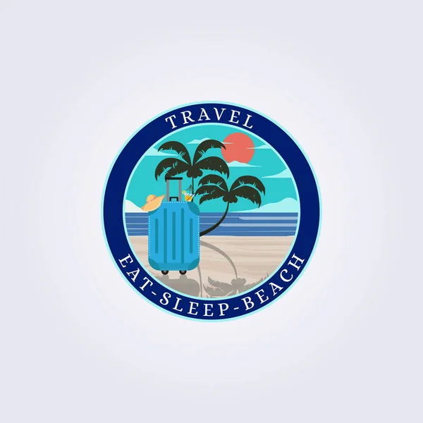 Vintage Beach Travel Hawaii California Bali Suitcase Adventure Logo Vector — Stockvektor