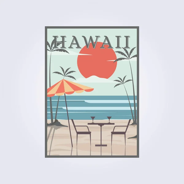 Letní Pláž Retro Vintage Plakát Volný Čas Ostrově — Stockový vektor
