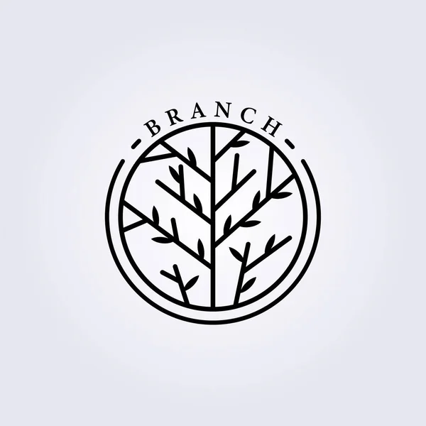 木のロゴラインアートベクトルイラストデザインのシンプルなブランチ — ストックベクタ