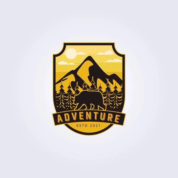 Retro Vintage Outdoor Adventure Logo Vector Illustration Design Badge Silhouette — Stock Vector