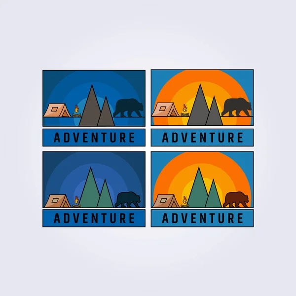 Adventure Icon Banner Poster Bear Logo Vector Illustration Design — Stockvektor