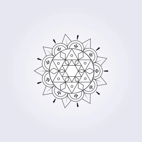 Abstract Mandala Illustration Icon Symbol Vector Line Art Graphic Design — Vetor de Stock