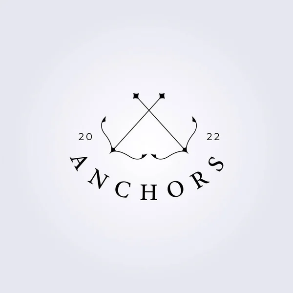 Cross Anchor Line Marine Logo Vector Illustration Design Double Anchor — Vetor de Stock