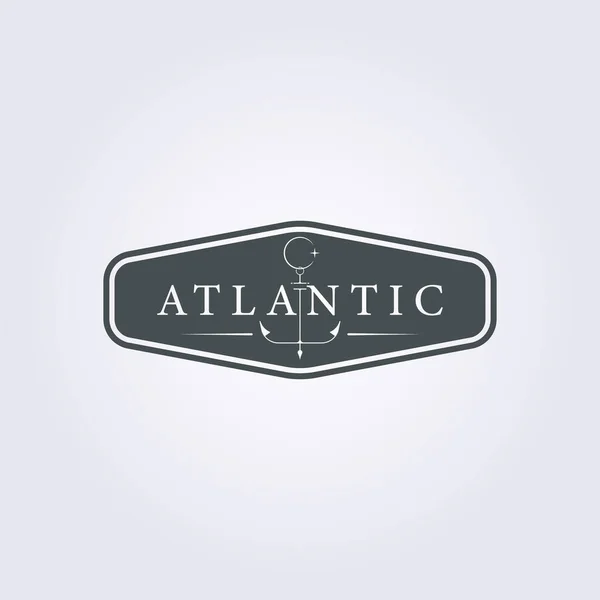 Yapıştırma Atlantik Denizi Sunucusu Simgesi Logo Amblemi Rozet Tasarımı Illüstrasyonu — Stok Vektör