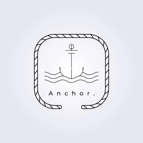 Rope Chain Badge Sea Nautical Wave Sailing Anchor Logo Vector — Vetor de Stock