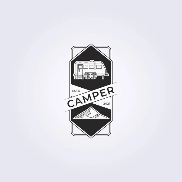 Overland Camper Outdoor Mountain Logo Vector Illustration Design Abstract Vintage — Vetor de Stock