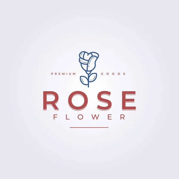 玫瑰花舒适美丽的标志 复古线玫瑰标志矢量图案设计 — 图库矢量图片