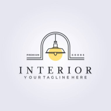 iç mekan, mobilya, rahat dekor logo vektör illüstrasyon tasarımı, ev dekoru logo tasarım hattı basit minimalist