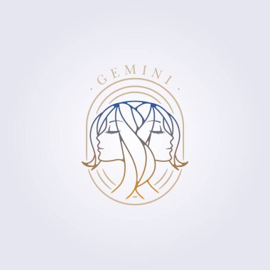 Gemini burç yıldız falı kız kardeş simge işaret etiketi logo vektör illüstrasyon tasarımı arka planı