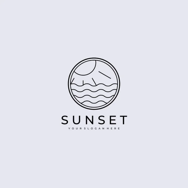 Nascer Sol Linear Pôr Sol Logotipo Design Ilustração Vetorial — Vetor de Stock