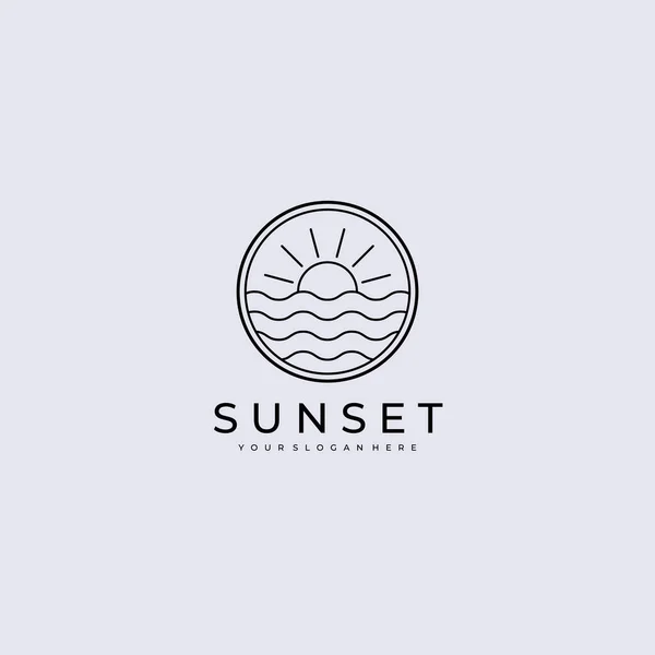 Linie Umění Západ Slunce Nebo Východ Slunce Logo Vektorové Ilustrace — Stockový vektor